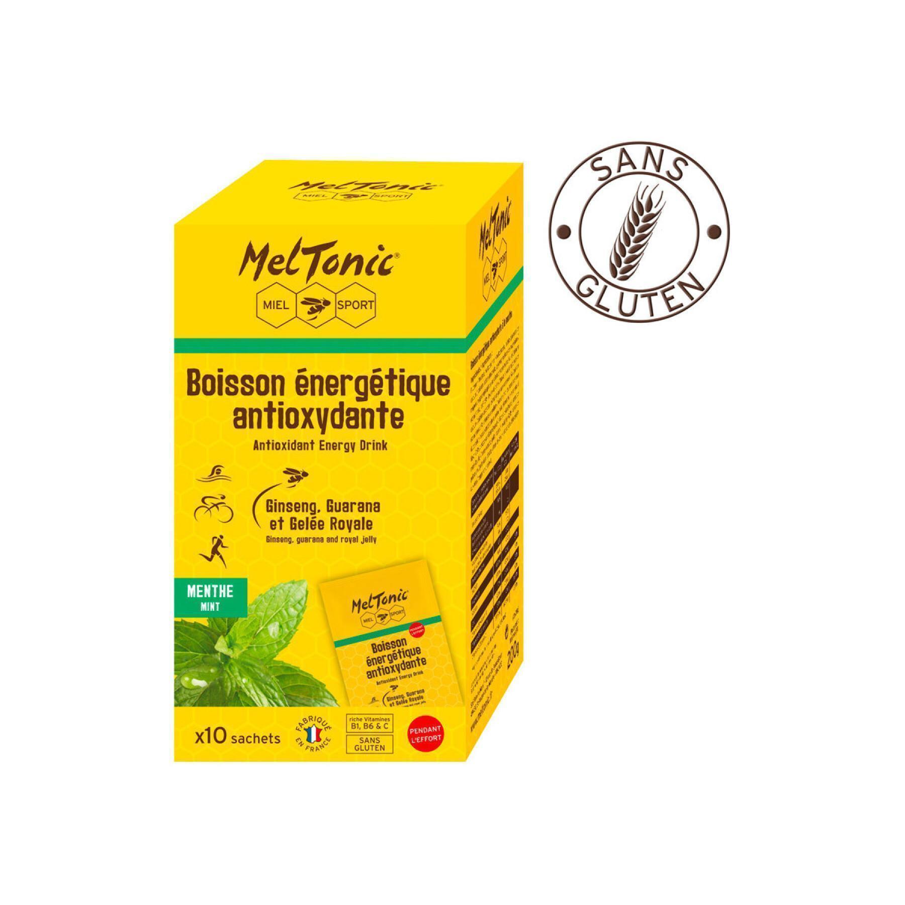 10 paquetes de bebida energética antioxidante Meltonic - Menthe