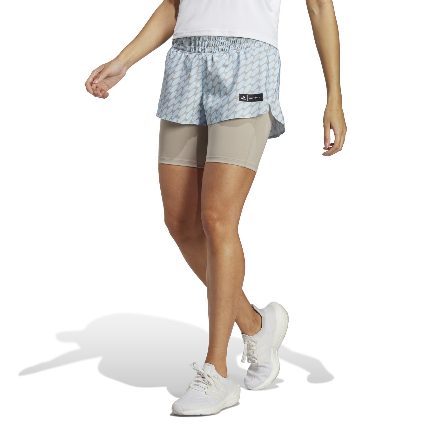 Pantalón corto 2 en 1 mujer adidas Marimekko Run Icons 3 Bar Logo