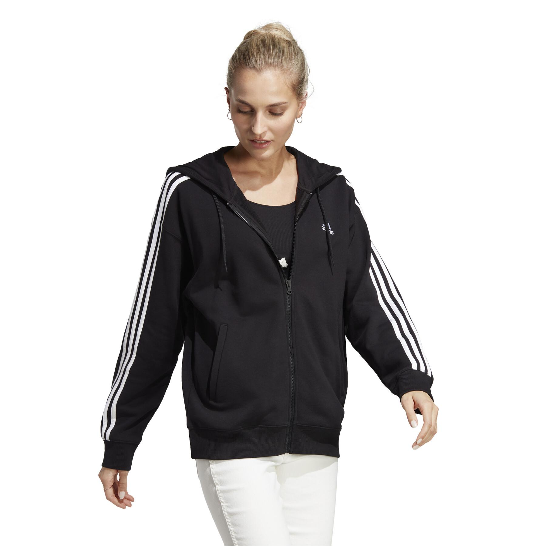 Sweatshirt sudadera oversize con cremallera completa para mujer adidas Essentials 3-Stripes