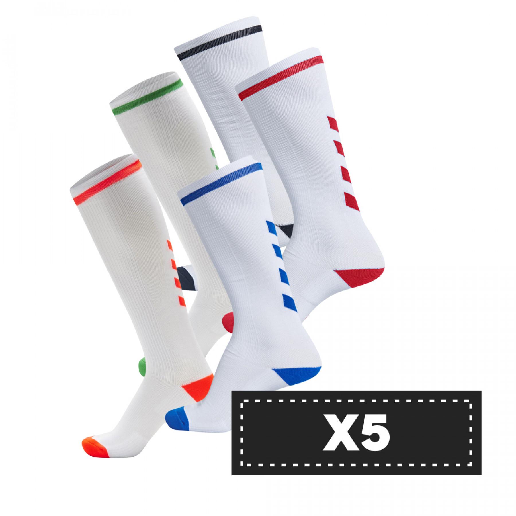 Paquete de 5 pares de calcetines de color claro Hummel Elite Indoor high (coloris au choix)