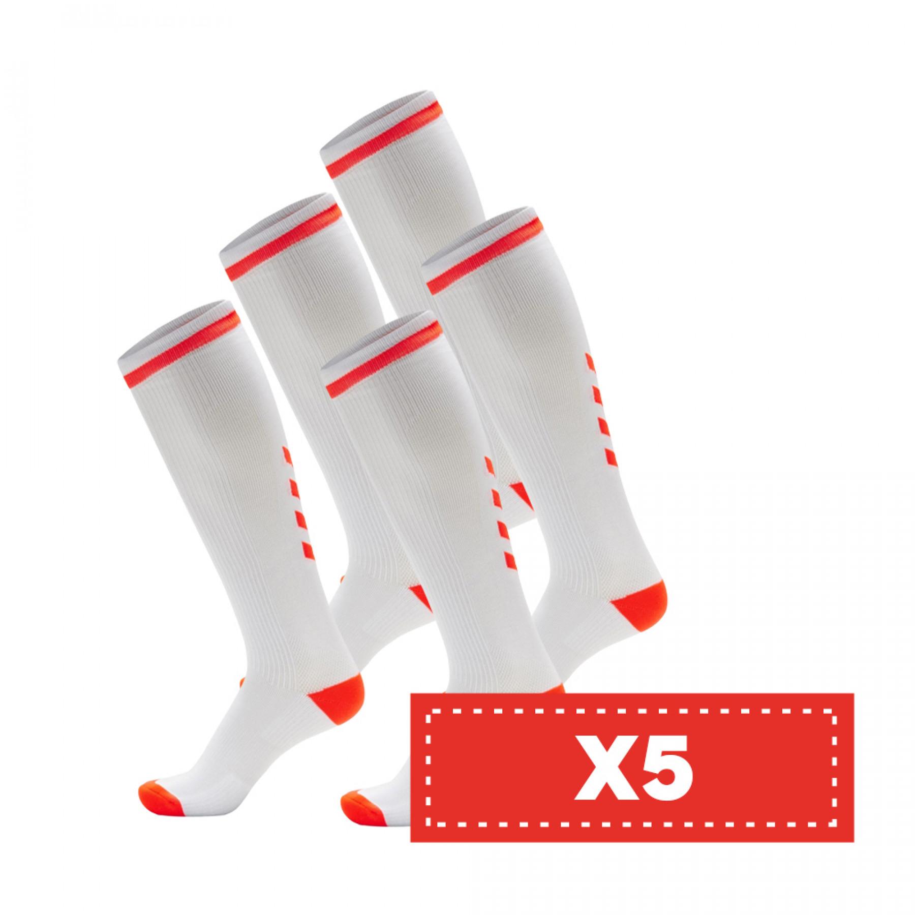 Paquete de 5 pares de calcetines de color claro Hummel Elite Indoor high