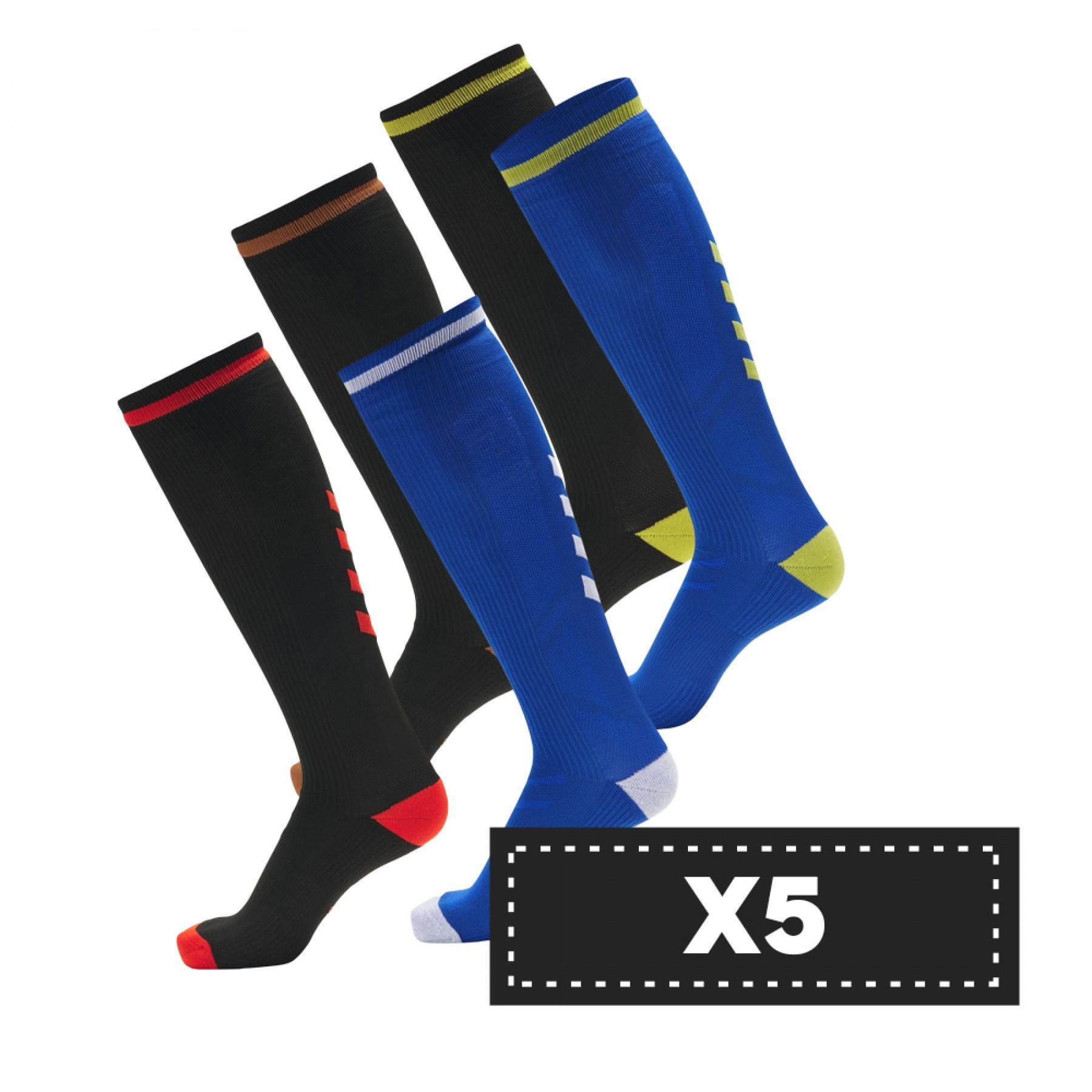 Paquete de 5 pares de calcetines oscuros Hummel Elite Indoor high (coloris au choix)