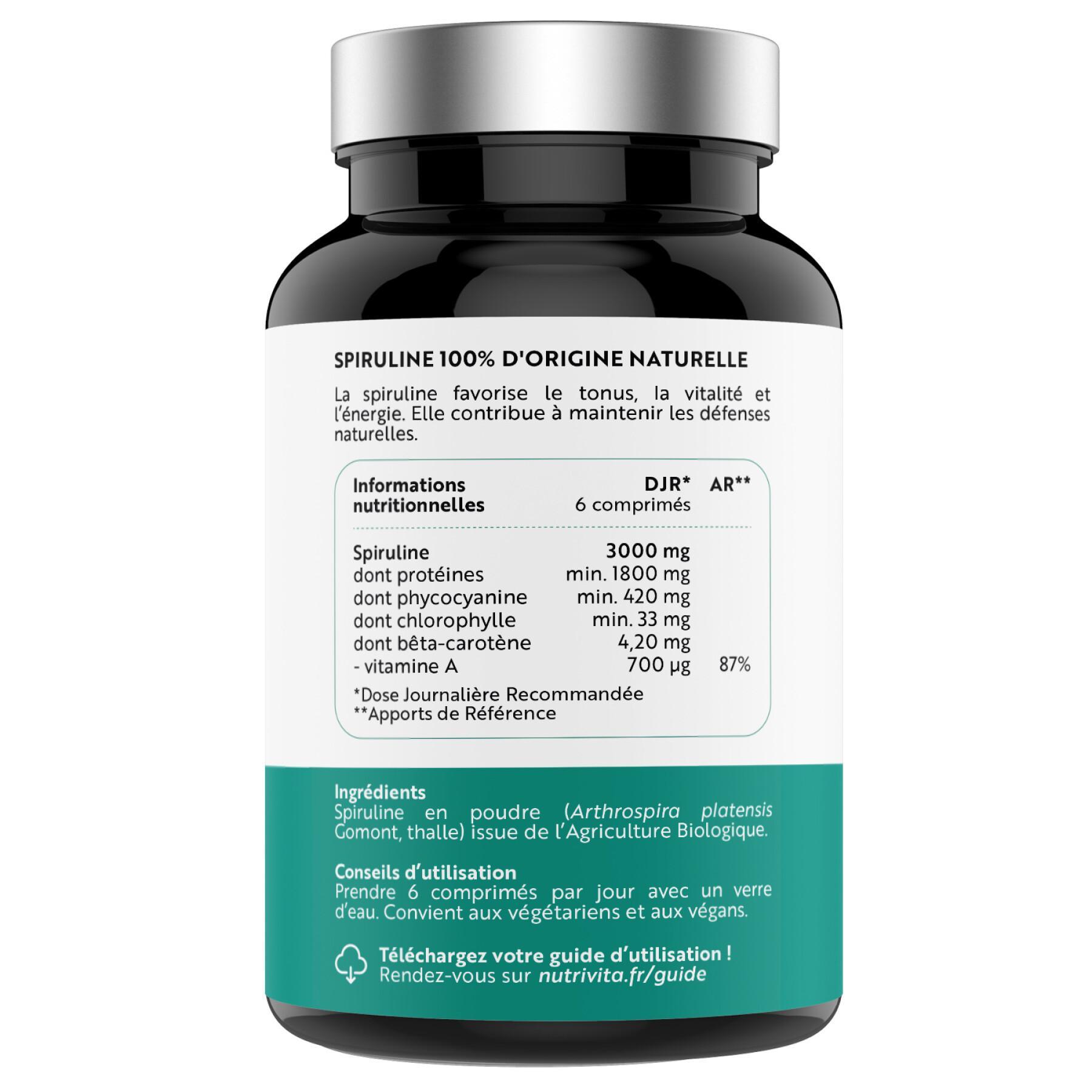 Suplemento alimenticio de espirulina orgánica - 500 comprimidos Nutrivita
