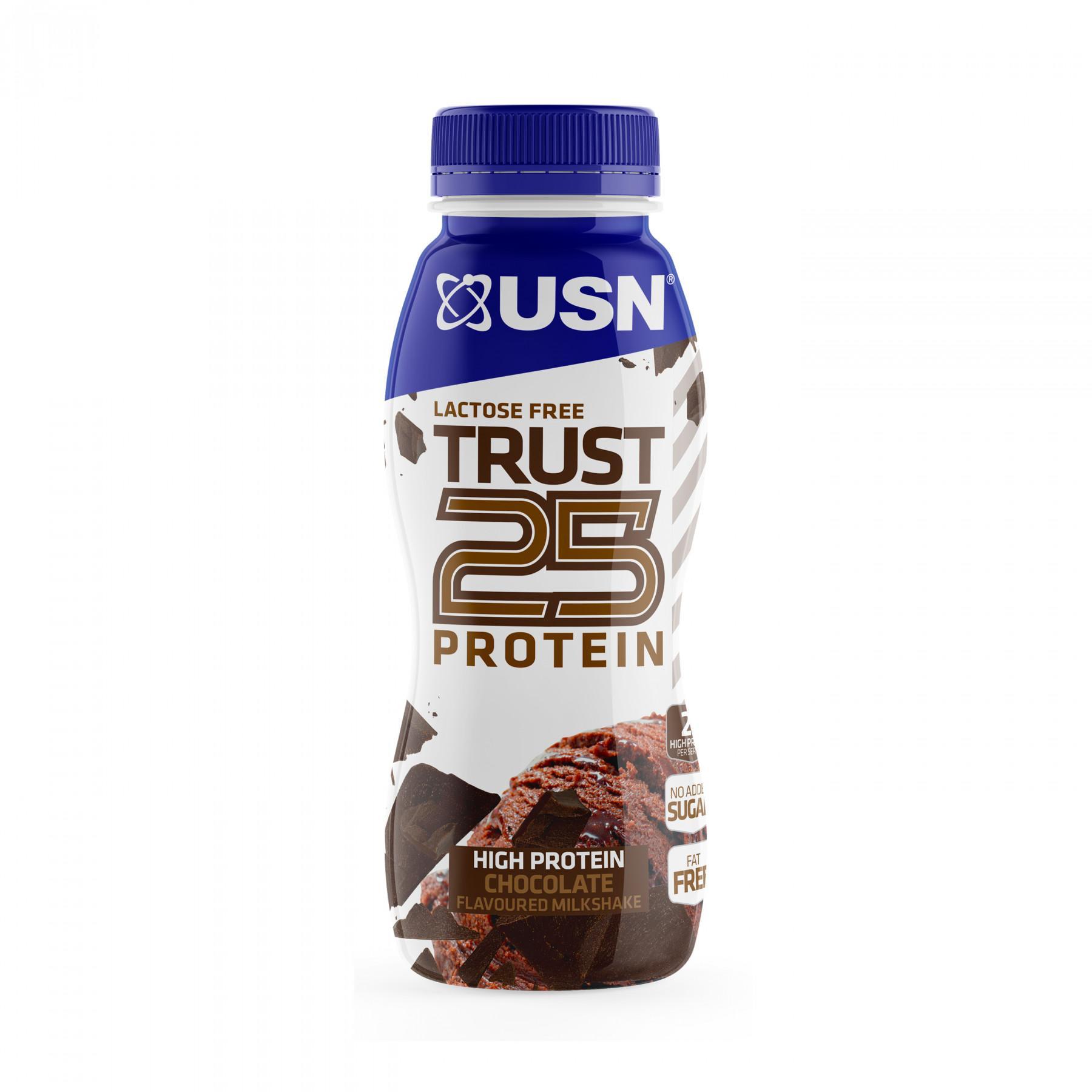 Pack de 8 batidos de proteínas 330 ml USN Trust RTD 25 Chocolat