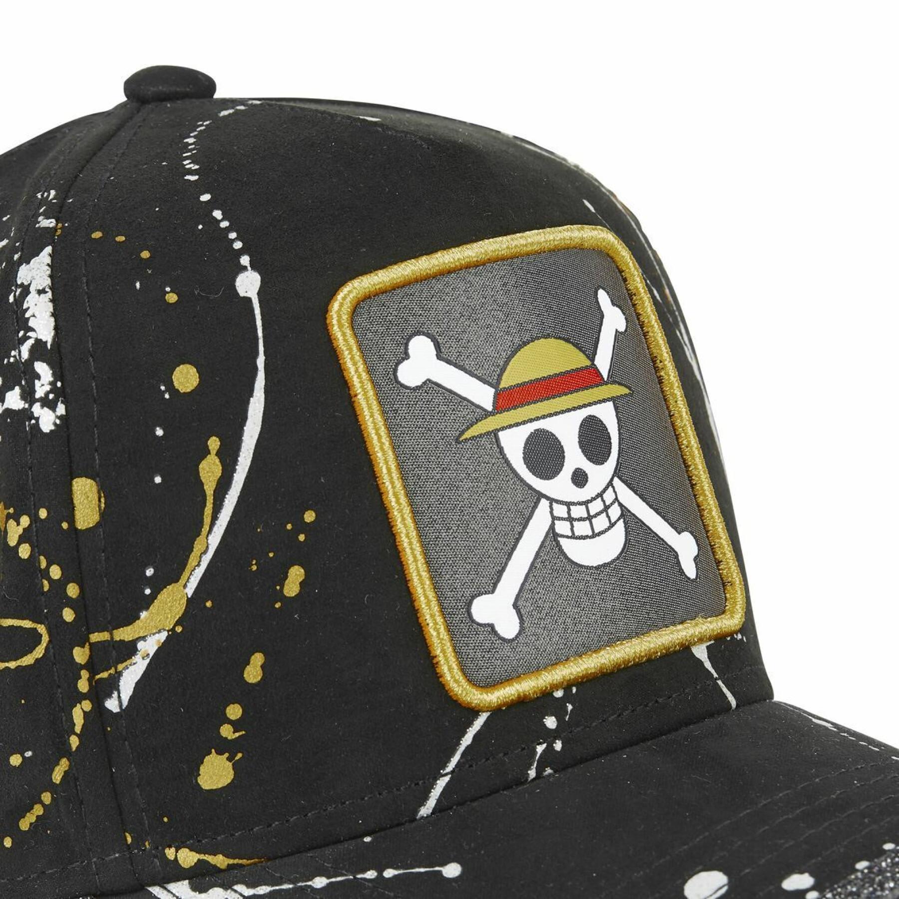 Gorra de etiqueta Trucker con red Capslab One Piece Skull